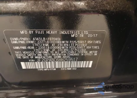 2017 Subaru Crosstrek 2.0I Premium from USA, damaged, VIN JF2GPABC6HH259517